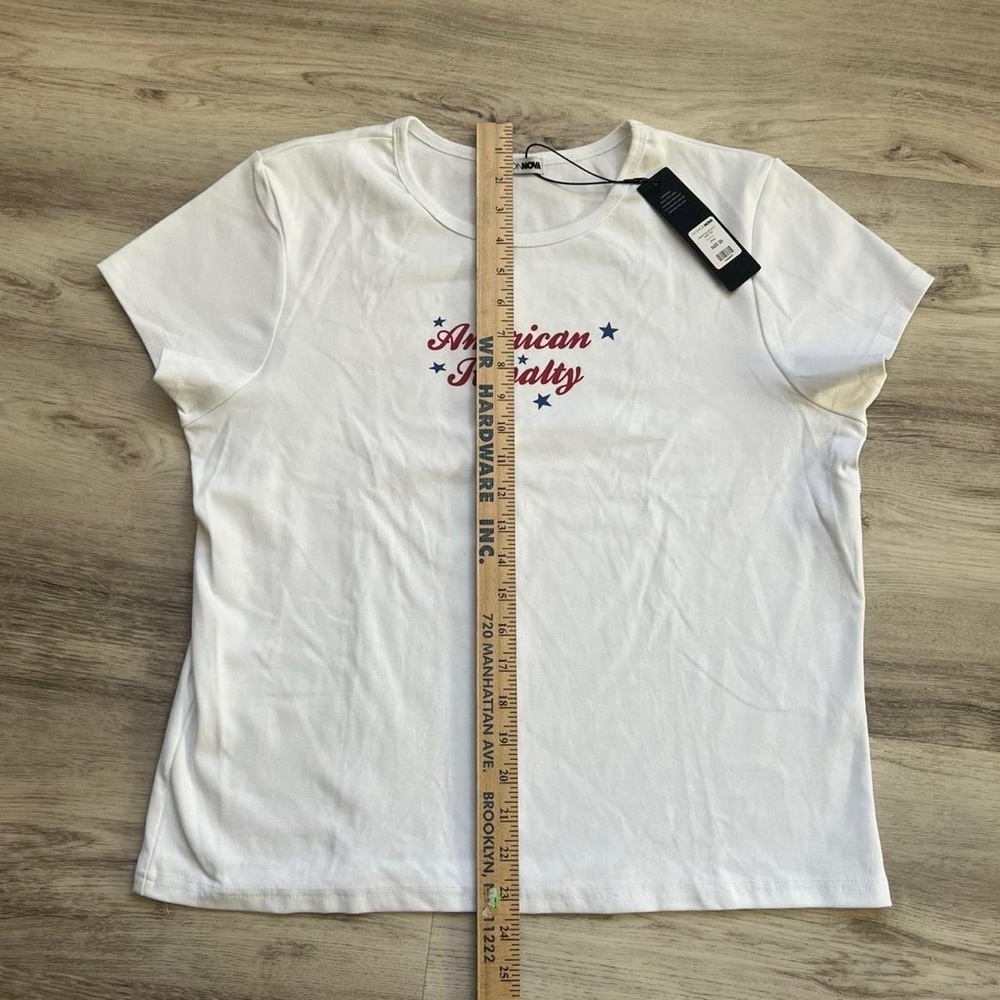 Fashion Nova White Tee with Red and Blue Print - Picture 4 of 4